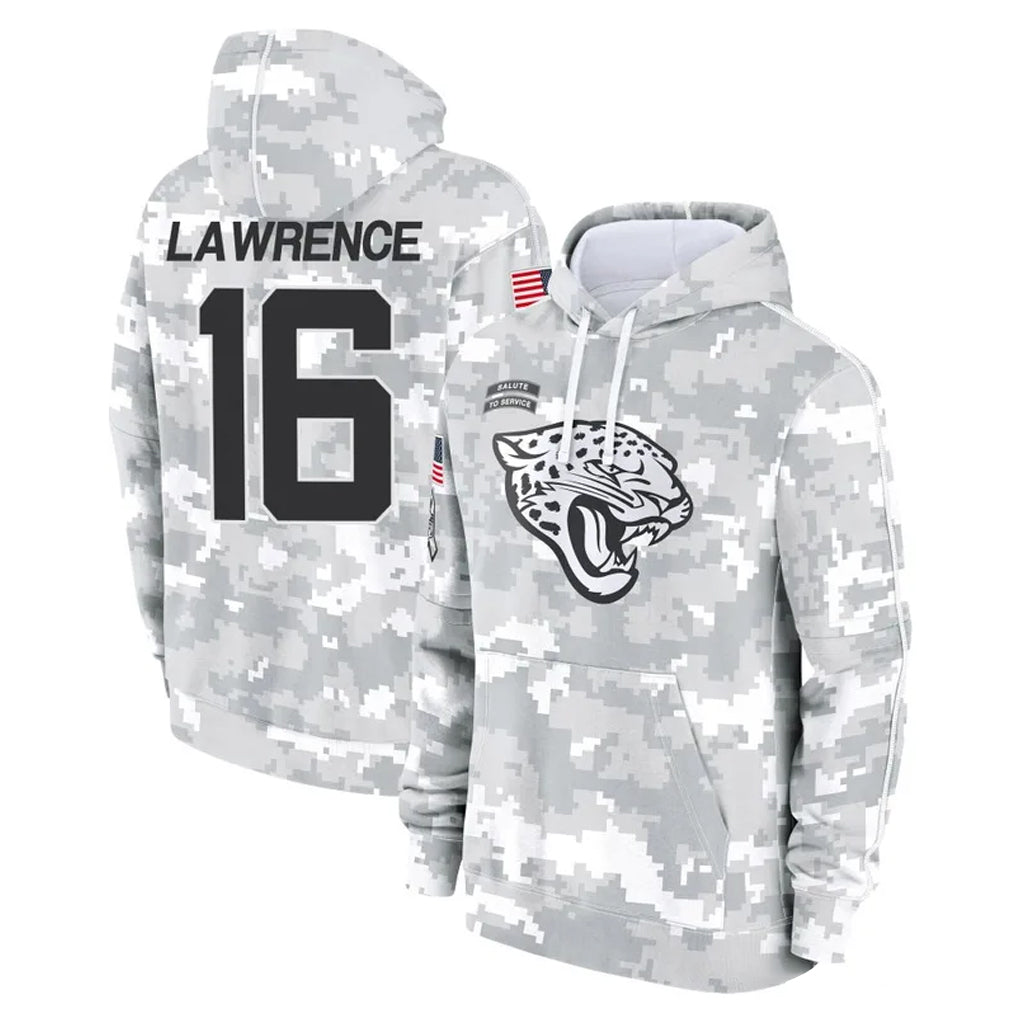 Punc J.Jaguars #16 Trevor Lawrence Player Arctic Camo Salute to Service Hoodies Limited Game Stitched Jerseys