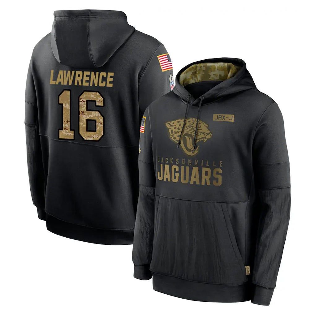 Punc J.Jaguars #16 Trevor Lawrence Player Black Salute to Service Hoodies Limited Game Stitched Jerseys