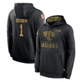 Punc J.Jaguars #1 Montaric Brown Player Black Salute to Service Hoodies Limited Game Stitched Jerseys