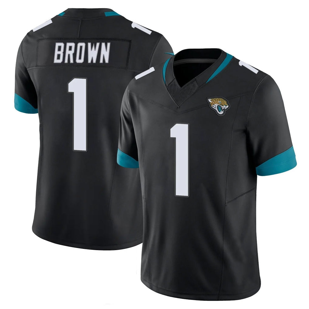 Punc J.Jaguars #1 Montaric Brown Player Black Vapor F.U.S.E. Limited Home Game Stitched Jerseys