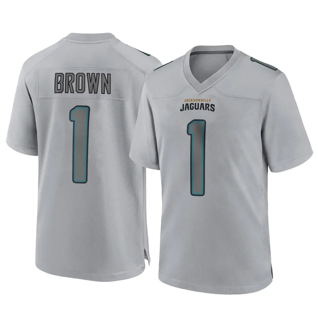 Punc J.Jaguars #1 Montaric Brown Player Gray Atmosphere Fashion Home Game Stitched Jerseys