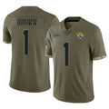 Punc J.Jaguars #1 Montaric Brown Player Olive Salute To Service Limited Stitched Jerseys