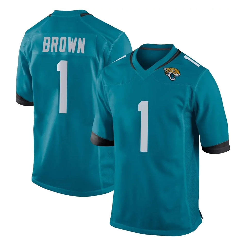 Punc J.Jaguars #1 Montaric Brown Player Teal Home Game Stitched Jerseys
