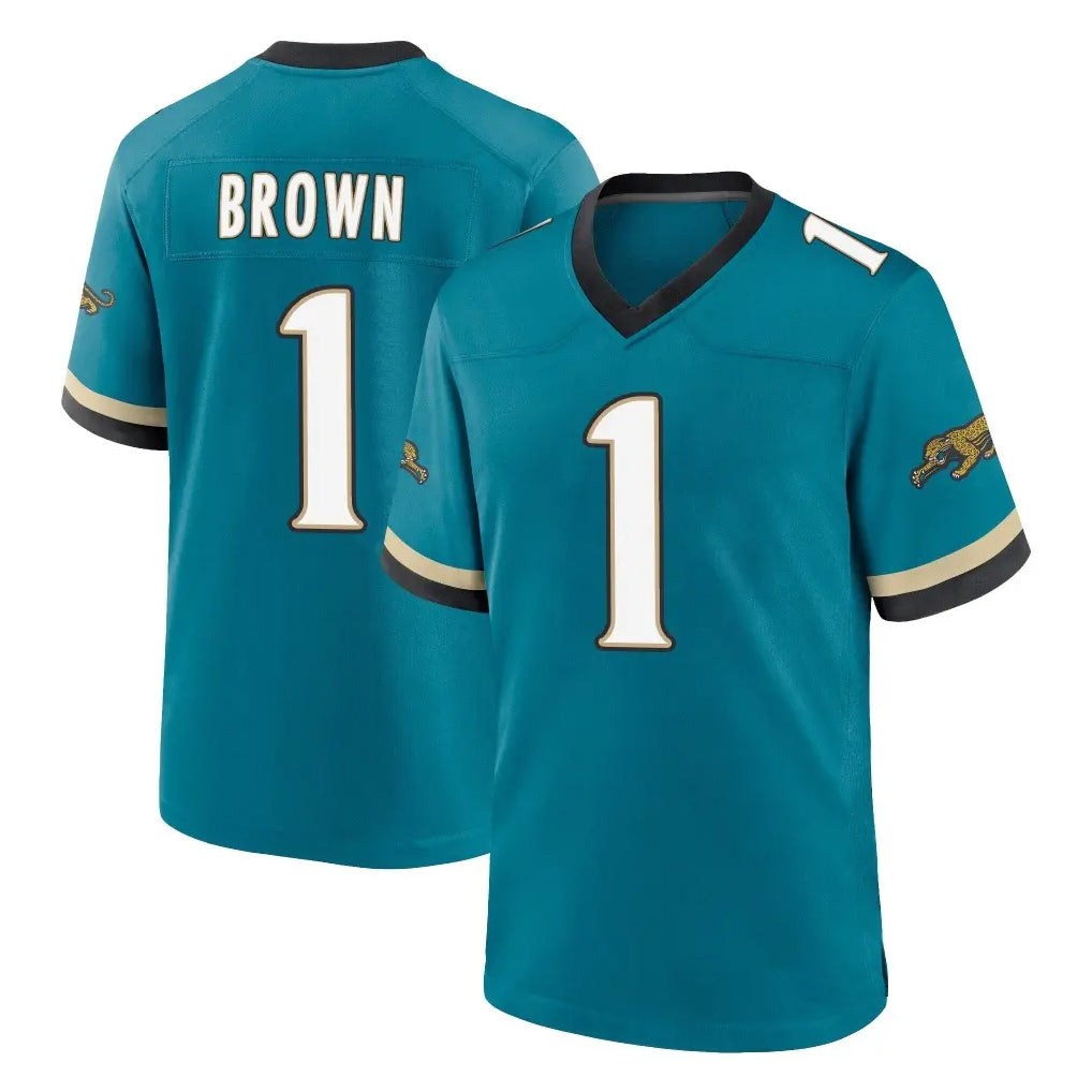Punc J.Jaguars #1 Montaric Brown Player Teal Prowler Throwback Limited Home Game Stitched Jerseys