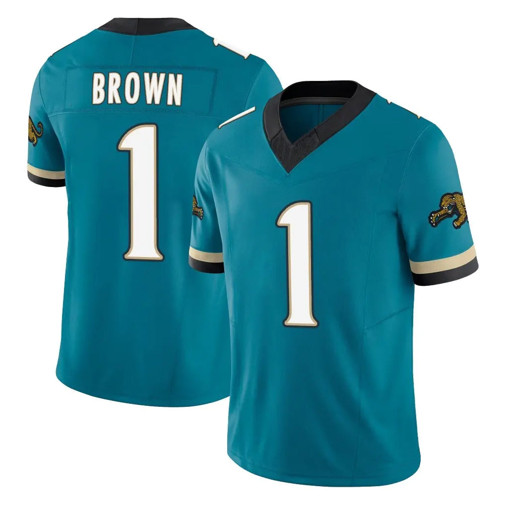 Punc J.Jaguars #1 Montaric Brown Player Teal Prowler Throwback Vapor F.U.S.E. Limited Home Game Stitched Jerseys