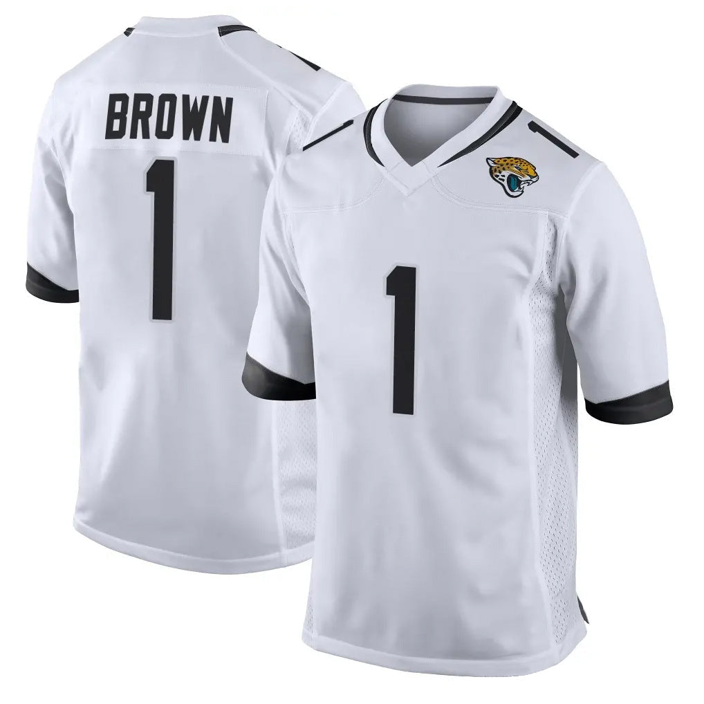 Punc J.Jaguars #1 Montaric Brown Player White Home Game Stitched Jerseys