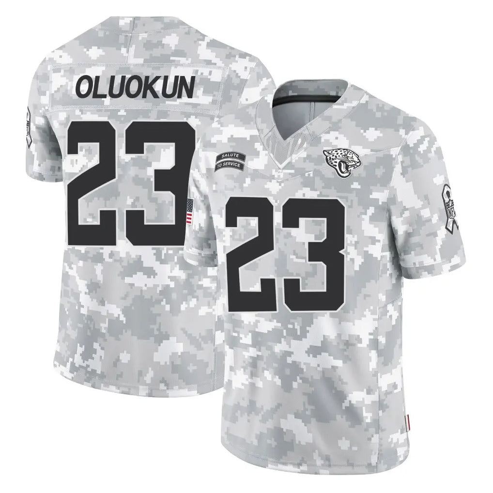 Punc J.Jaguars #23 Foyesade Oluokun Player Arctic Camo Salute To Service Limited Game Stitched Jerseys
