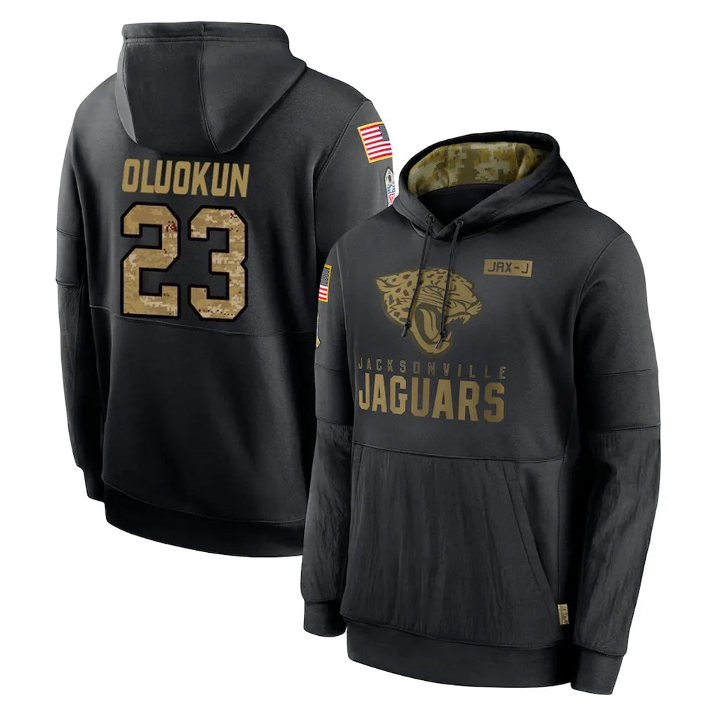 Punc J.Jaguars #23 Foyesade Oluokun Player Black Salute to Service Hoodies Limited Game Stitched Jerseys