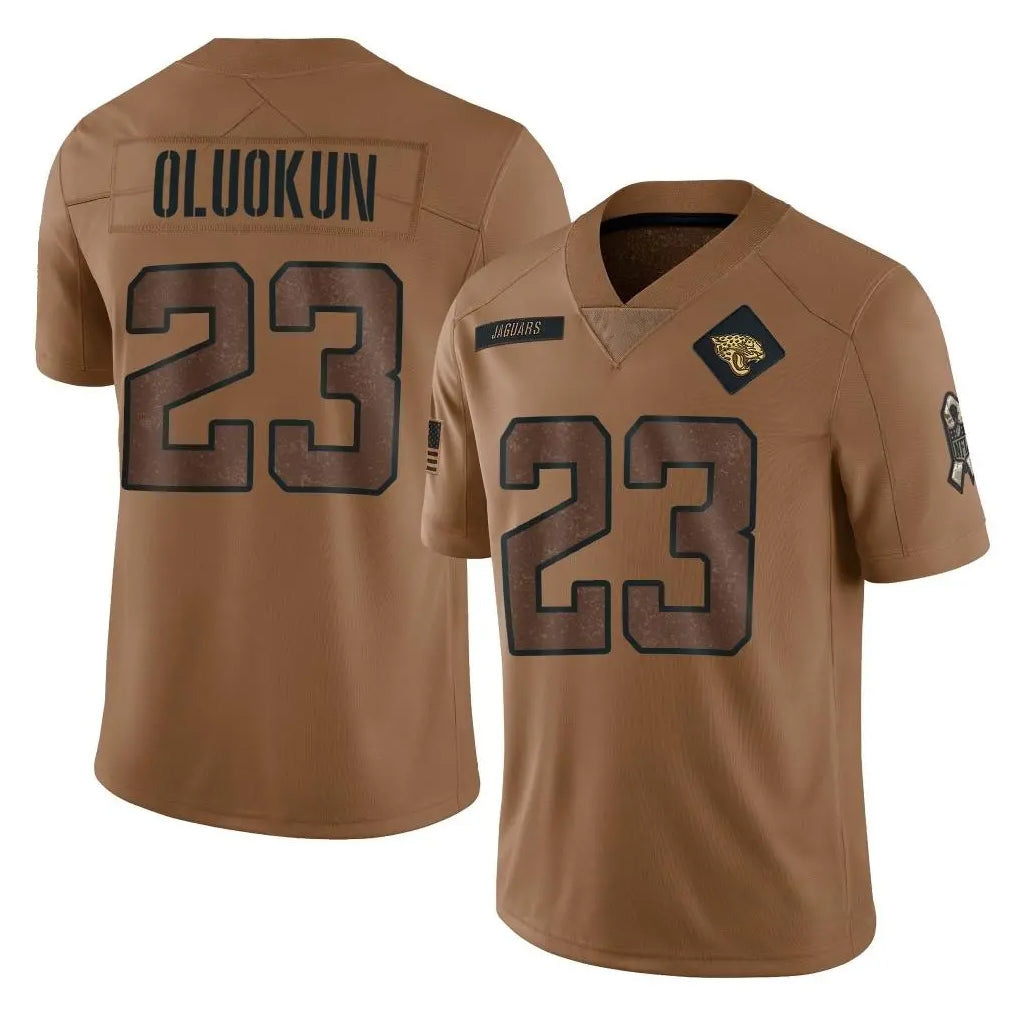Punc J.Jaguars #23 Foyesade Oluokun Player Brown Salute To Service Limited Stitched Jerseys