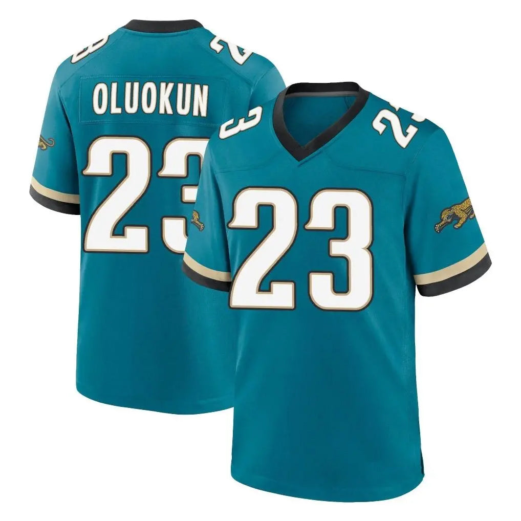 Punc J.Jaguars #23 Foyesade Oluokun Player Teal Prowler Throwback Limited Home Game Stitched Jerseys