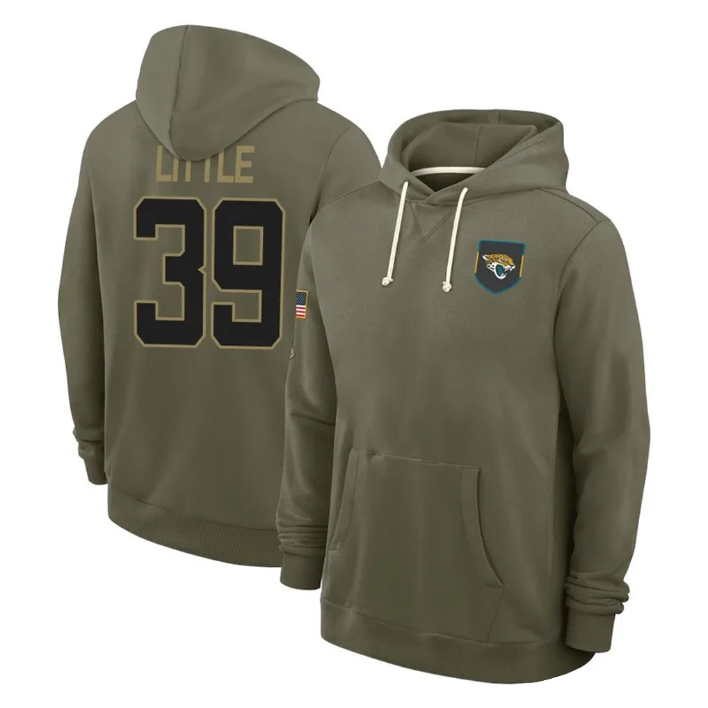 Punc J.Jaguars #39 Cam Little Player Olive Salute to Service Pullover Hoodies Limited Stitched Jerseys