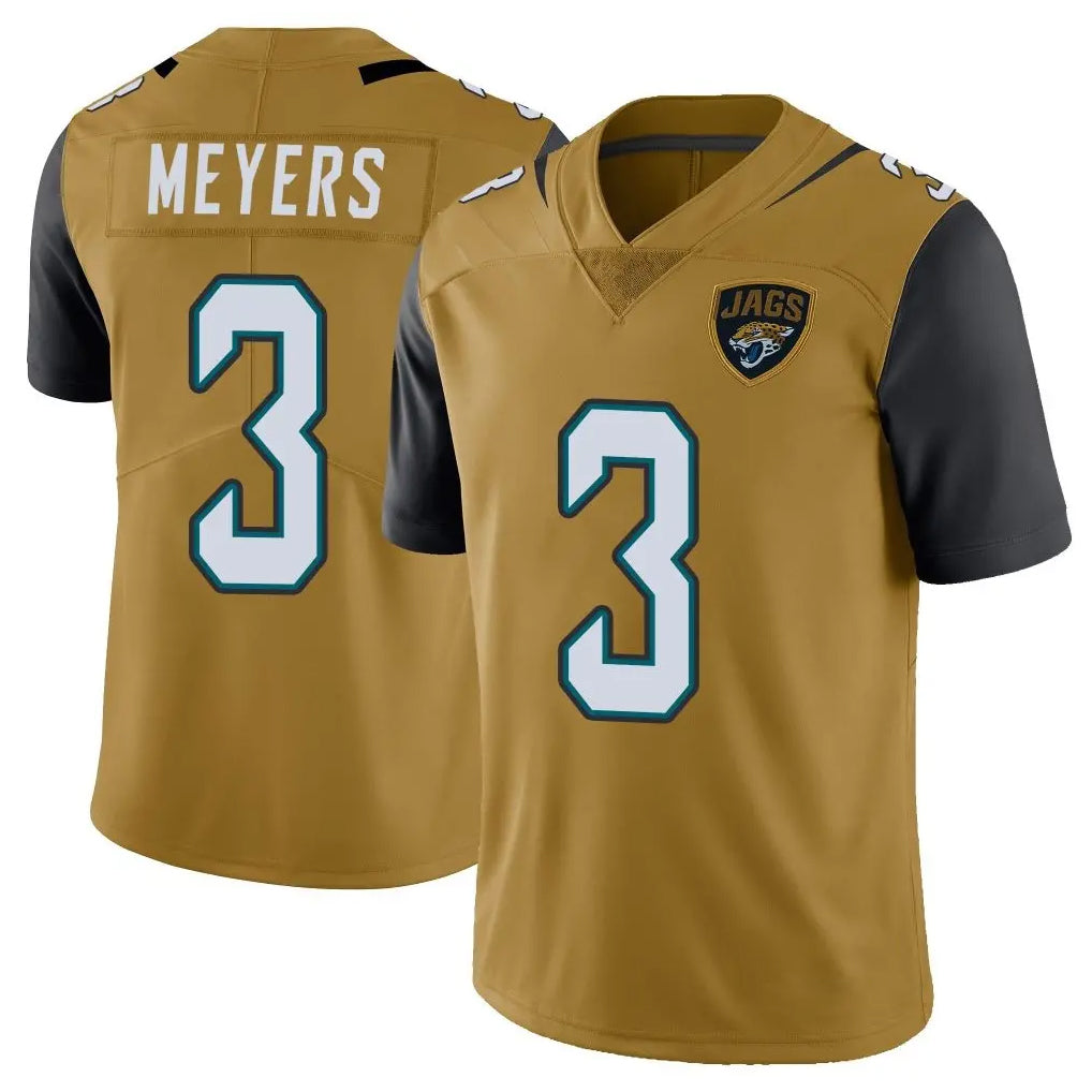Punc J.Jaguars #3 Jakobi Meyers Player Gold Vapor Limited Home Game Stitched Jerseys