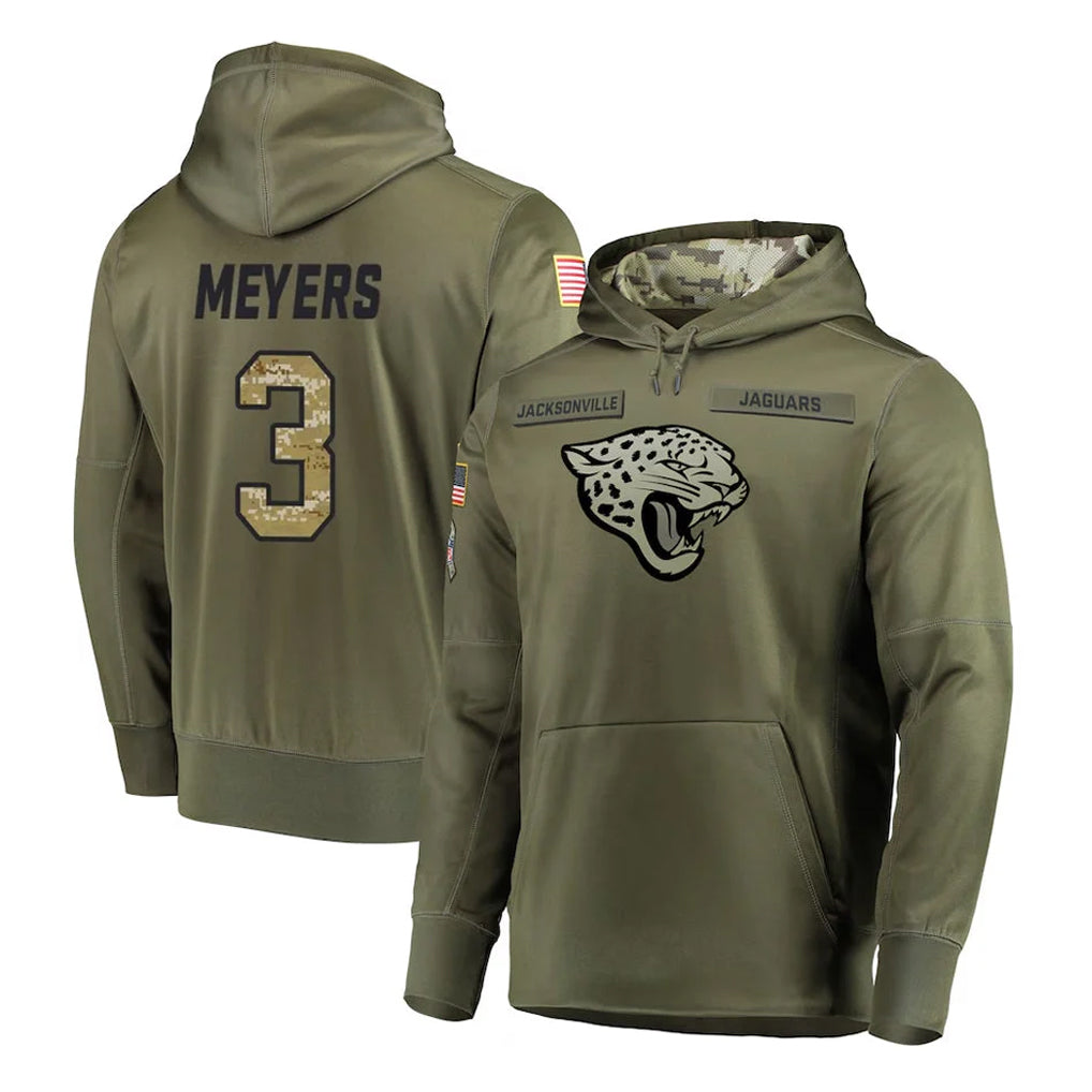 Punc J.Jaguars #3 Jakobi Meyers Player Olive Salute to Service Pullover Hoodies Home Game Stitched Jerseys