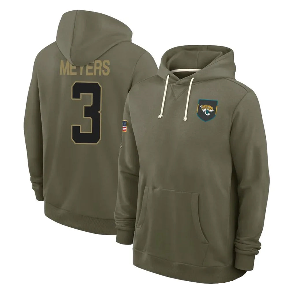 Punc J.Jaguars #3 Jakobi Meyers Player Olive Salute to Service Pullover Hoodies Limited Stitched Jerseys