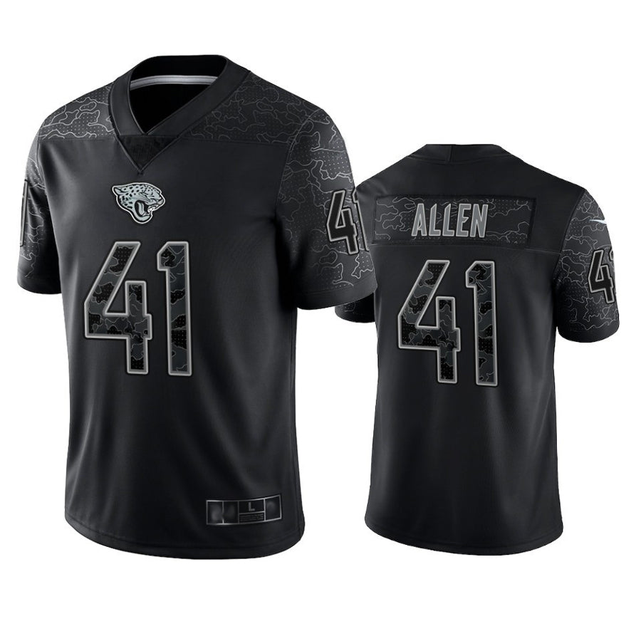 Punc J.Jaguars #41 Josh Hines-Allen Player Black RFLCTV Limited Football Jerseys