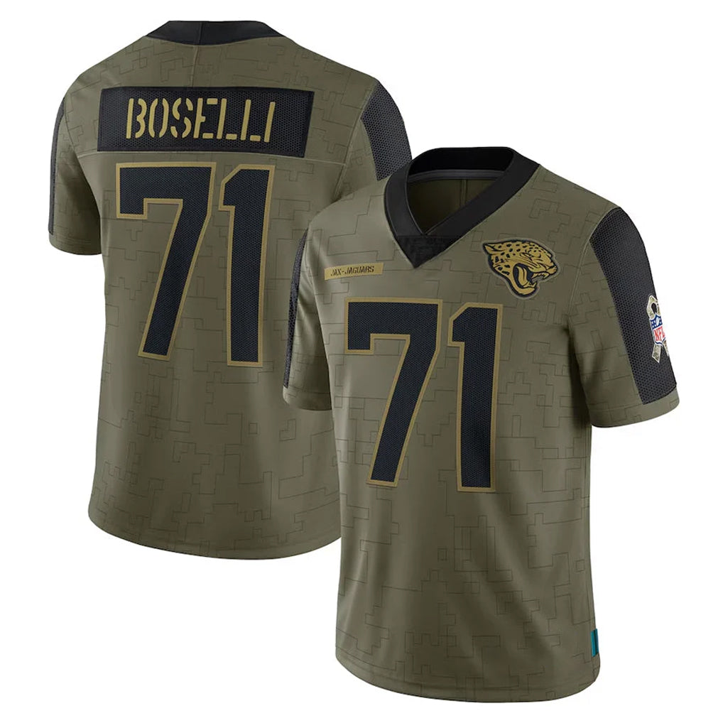 Punc J.Jaguars #71 Tony Boselli?Player Olive Salute To Service Limited Game Stitched Jerseys