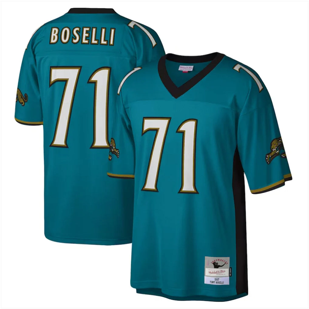 Punc J.Jaguars #71 Tony Boselli?Player Teal Mitchell & Ness Legacy Home Game Stitched Jerseys