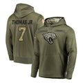 Punc J.Jaguars #7 Brian Thomas Jr. Player Olive Salute to Service Pullover Hoodies Home Game Stitched Jerseys