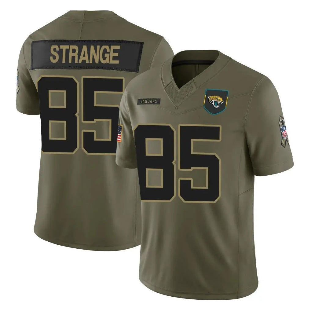 Punc J.Jaguars #85 Brenton Strange Player Olive 2025 Salute To Service Limited Game Stitched Jerseys