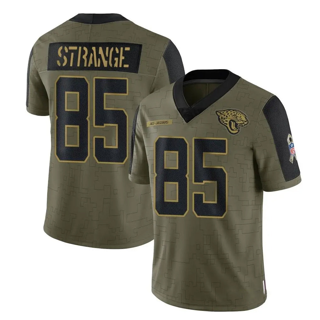 Punc J.Jaguars #85 Brenton Strange Player Olive Salute To Service Limited Game Stitched Jerseys