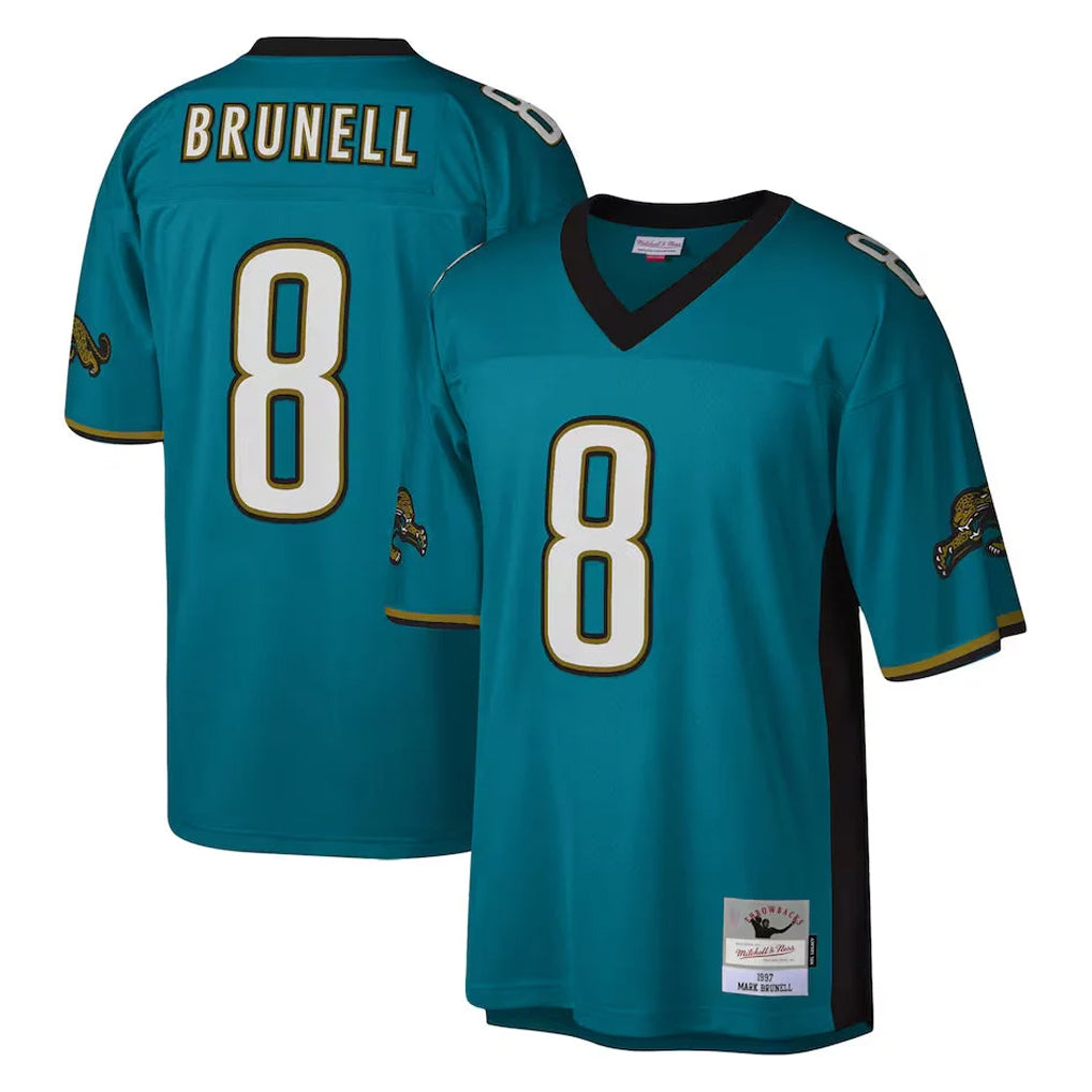 Punc J.Jaguars #8 Mark Brunell?Player Teal Mitchell & Ness Legacy Home Game Stitched Jerseys