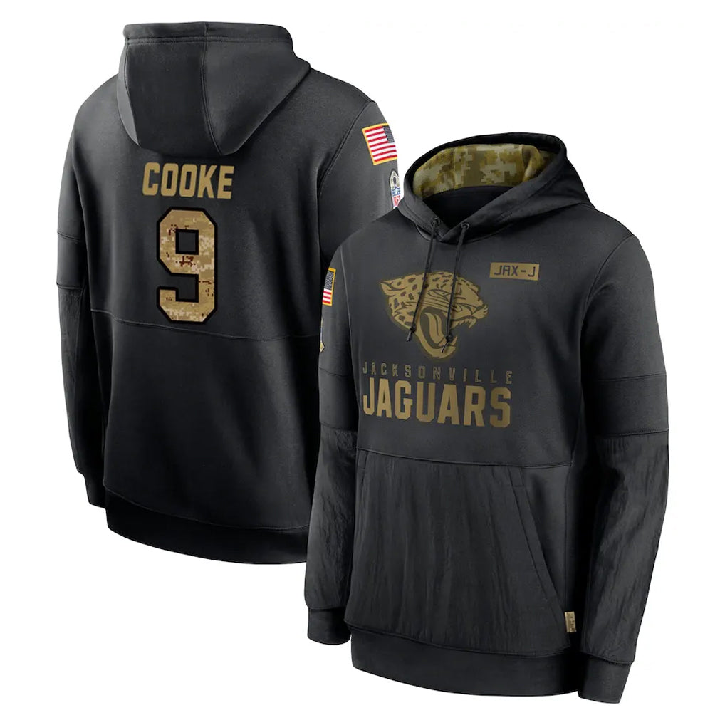 Punc J.Jaguars #9 Logan Cooke Player Black Salute to Service Hoodies Limited Game Stitched Jerseys