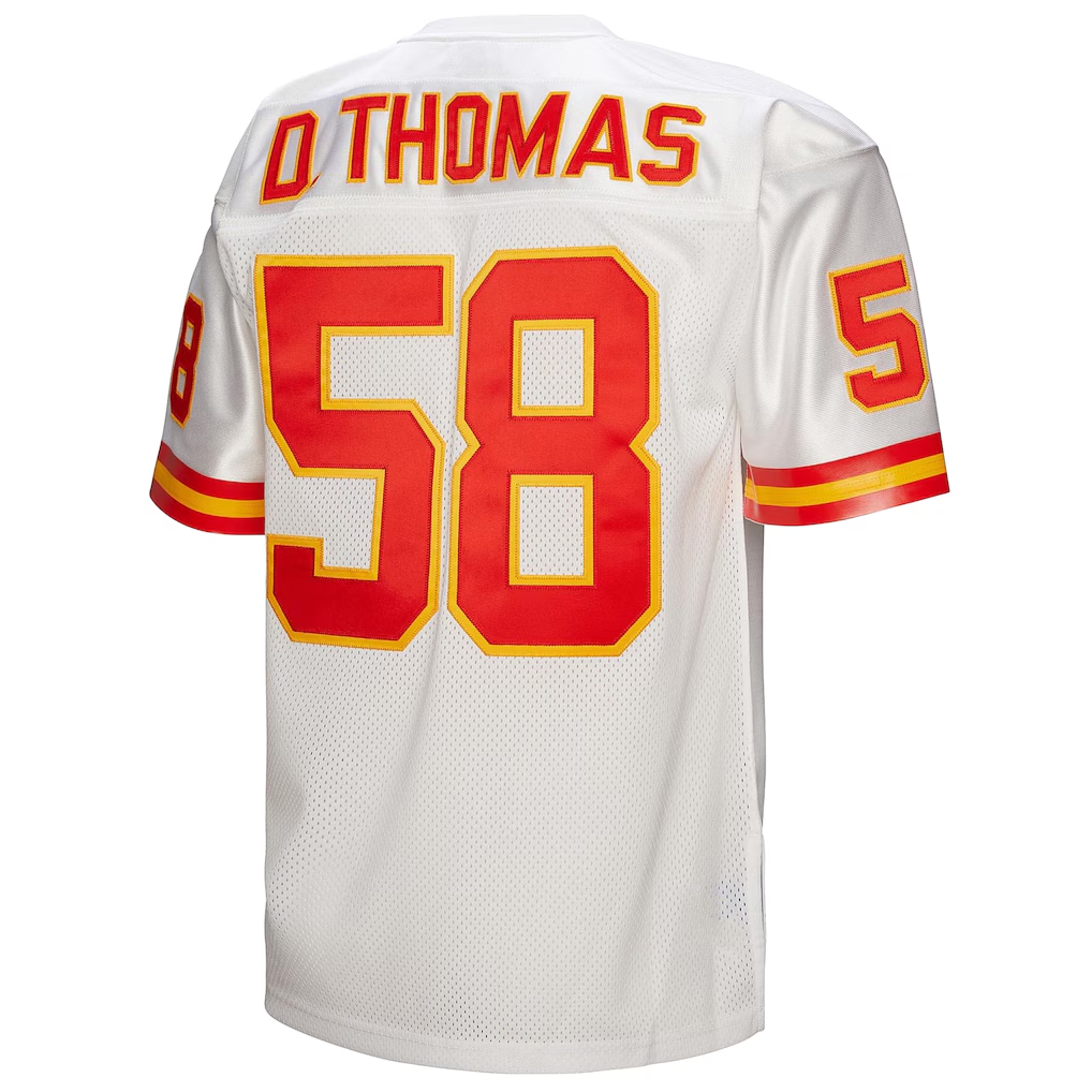 Punc KC.Chiefs 1994 #58 Derrick Thomas Mitchell & Ness White Authentic Throwback Retired Player Stitched Jerseys