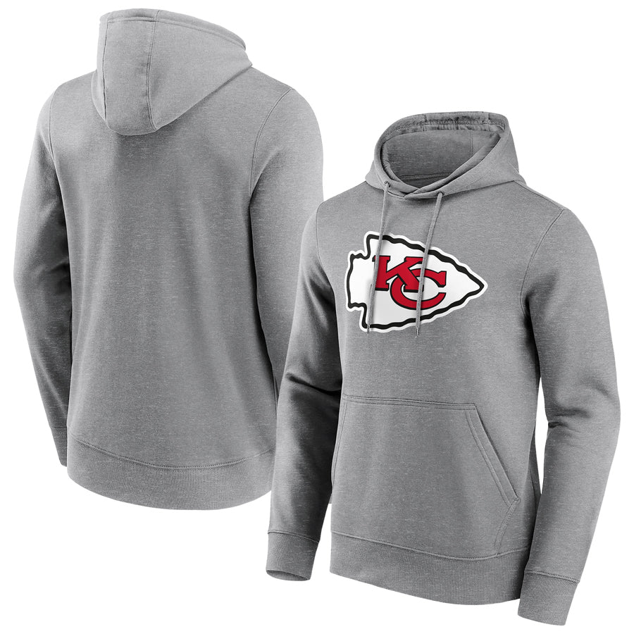 Punc Custom KC.Chiefs Blank Player Gray Pullover Hoodie Stitched Jerseys