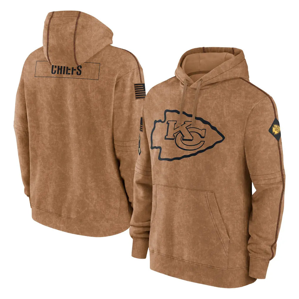 Punc KC.Chiefs Brown Salute to Service Hoodies Limited Game Blank Player Stitched Jerseys