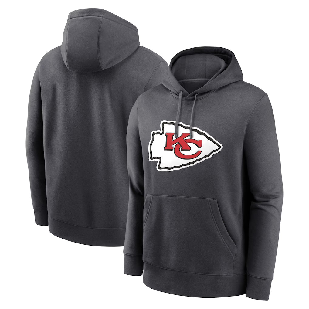 Punc KC.Chiefs Gray LoGo Pullover Hoodies Limited Blank Player Stitched Jerseys