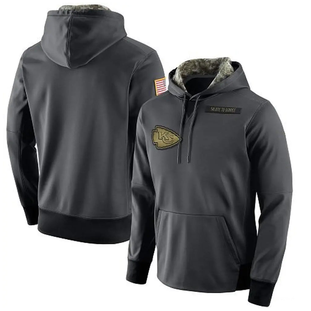 Punc KC.Chiefs Gray Salute to Service Hoodies Limited Game Blank Player Stitched Jerseys