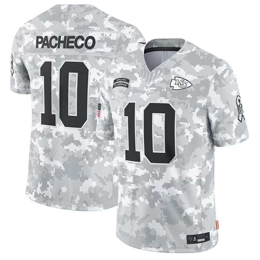 Punc KC.Chiefs #10 Isiah Pacheco Player Arctic Camo Salute to Service Limited Stitched Jerseys