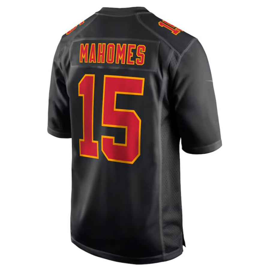 Punc KC.Chiefs #15 Patrick Mahomes Black Super Bowl LVIII Carbon Fashion Game Player Jersey American Stitched Jersey