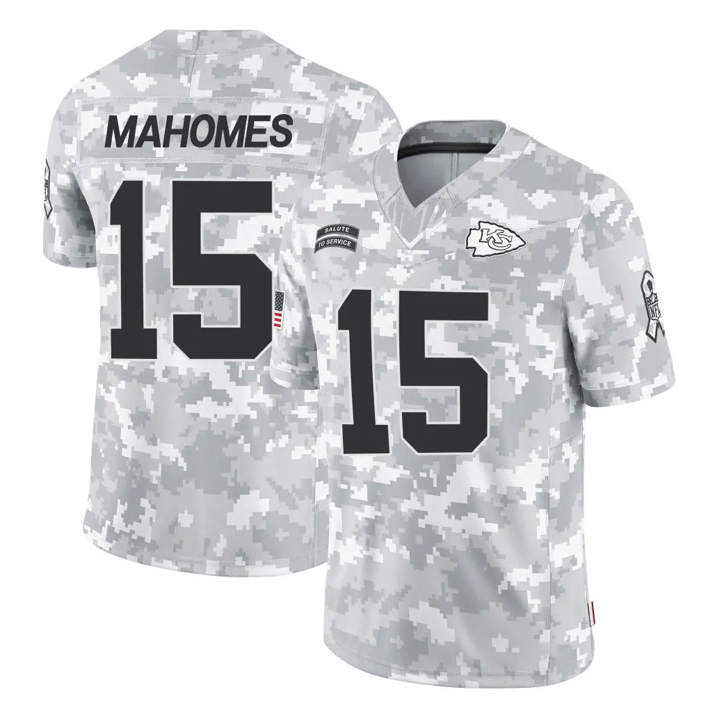 Punc KC.Chiefs #15 Patrick Mahomes Player Arctic Camo Salute To Service Limited Game Stitched Jerseys