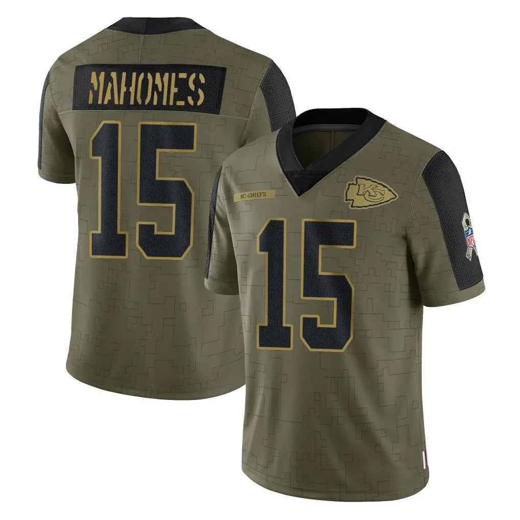 Punc KC.Chiefs #15 Patrick Mahomes Player Olive Salute To Service Limited Game Stitched Jerseys