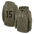 Punc KC.Chiefs #15 Patrick Mahomes Player Olive Salute to Service Hoodies Stitched Jerseys