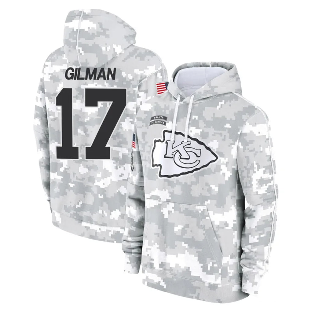 Punc KC.Chiefs #17 Alohi Gilman Player Arctic Camo Salute to Service Hoodies Limited Game Stitched Jerseys