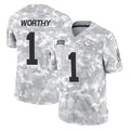 Punc KC.Chiefs #1 Xavier Worthy Player Arctic Camo Salute To Service Limited Game Stitched Jerseys