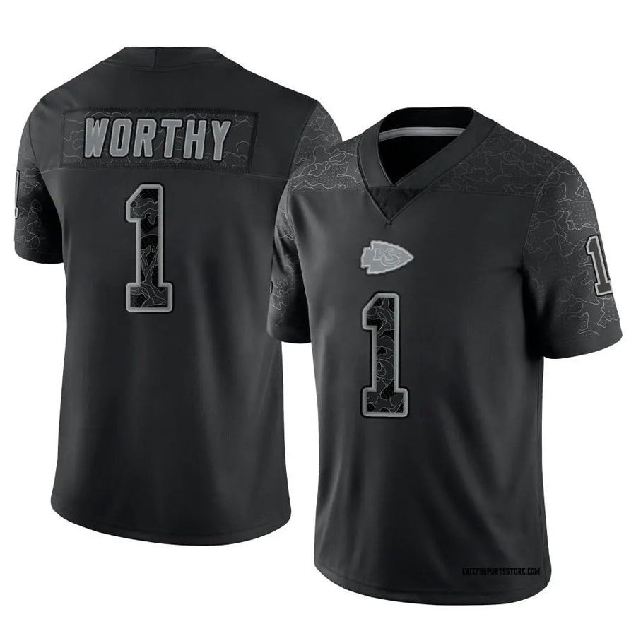 Punc KC.Chiefs #1 Xavier Worthy Player Black RFLCTV Limited Stitched Jerseys