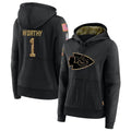 Punc KC.Chiefs #1 Xavier Worthy Player Black Salute to Service Hoodies Stitched Jerseys
