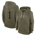 Punc KC.Chiefs #1 Xavier Worthy Player Olive Salute to Service Hoodies Stitched Jerseys