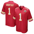 Punc KC.Chiefs #1 Xavier Worthy Player Red Home Game Stitched Jerseys