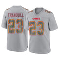 Punc KC.Chiefs #23 Drue Tranquill Player Gray Atmosphere Fashion Game Stitched Jerseys