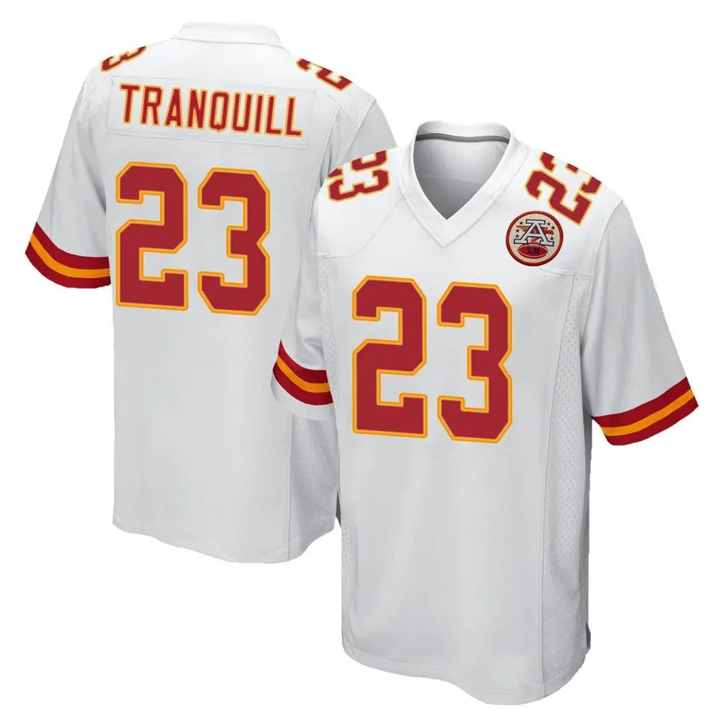 Punc KC.Chiefs #23 Drue Tranquill Player White Home Game Stitched Jerseys