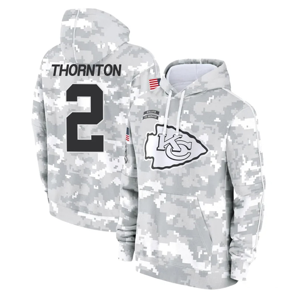 Punc KC.Chiefs #2 Tyquan Thornton Player Arctic Camo Salute to Service Hoodies Limited Game Stitched Jerseys