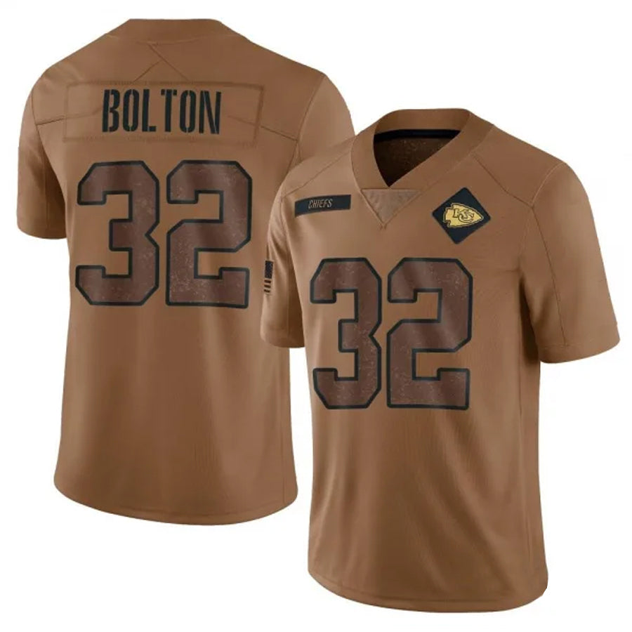 Punc KC.Chiefs #32 Nick Bolton Player Brown Salute To Service Limited Stitched Jerseys