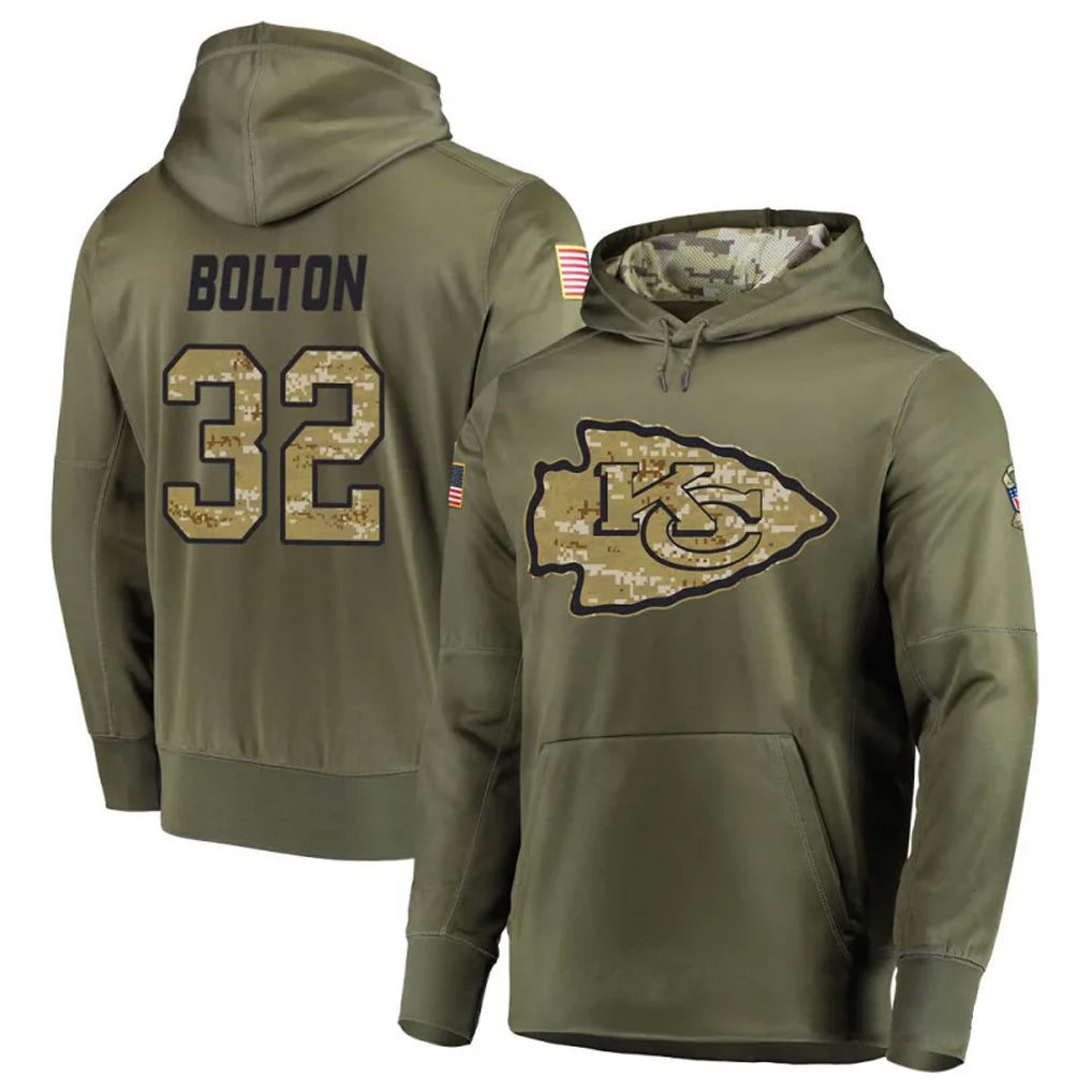 Punc KC.Chiefs #32 Nick Bolton Player Salute to Service Limited Olive Hoodies Stitched Jerseys