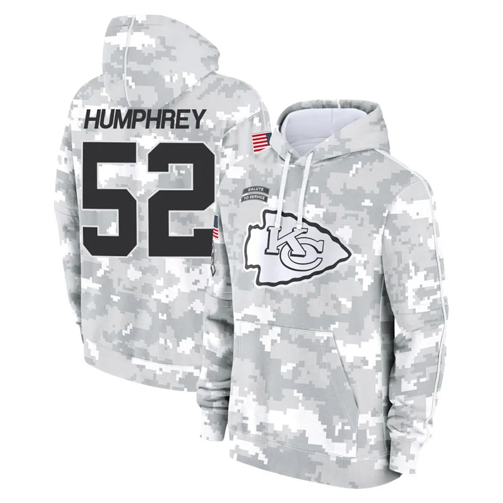 Punc KC.Chiefs #52 Creed Humphrey Player Arctic Camo Salute to Service Hoodies Limited Game Stitched Jerseys