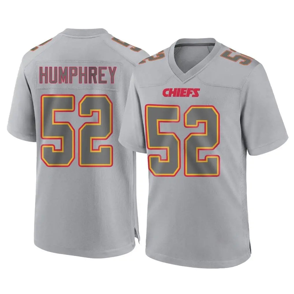 Punc KC.Chiefs #52 Creed Humphrey Player Gray Atmosphere Fashion Game Stitched Jerseys