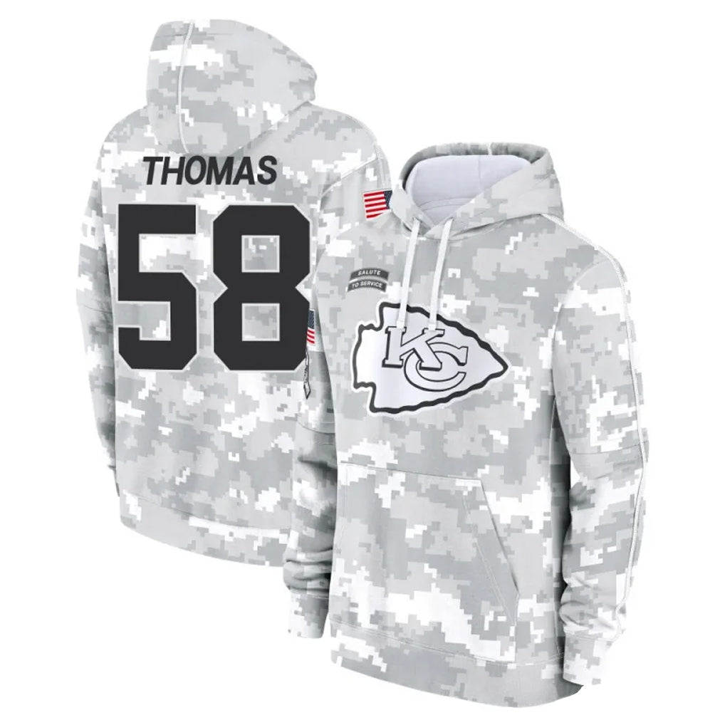 Punc KC.Chiefs #58 Derrick Thomas Player Arctic Camo Salute to Service Hoodies Stitched Jerseys
